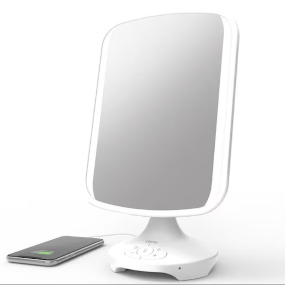 IHome Reflect Mirror, Bluetooth Speaker, LED Lights Adjustable Vanity Mirror